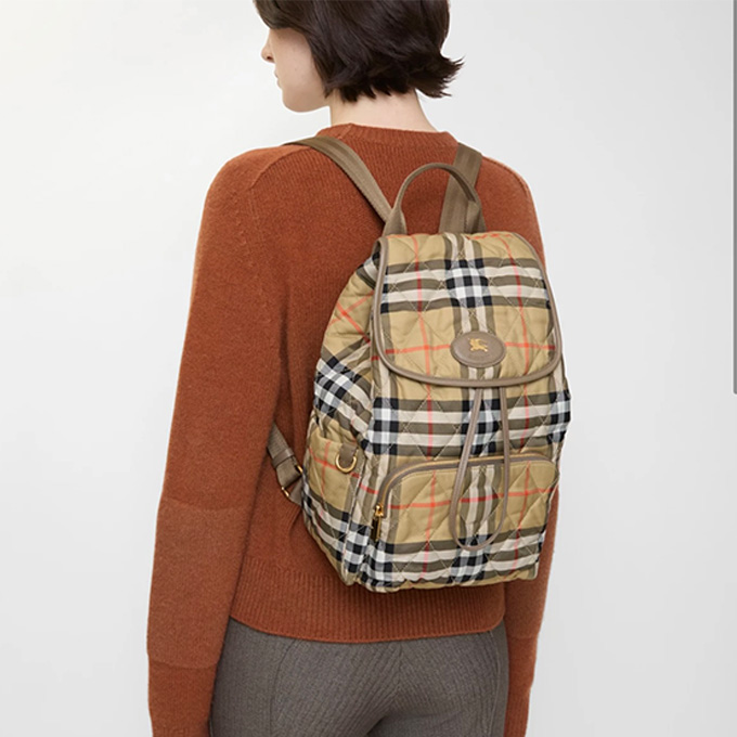 burberry horseshoe quilted check nylon backpack